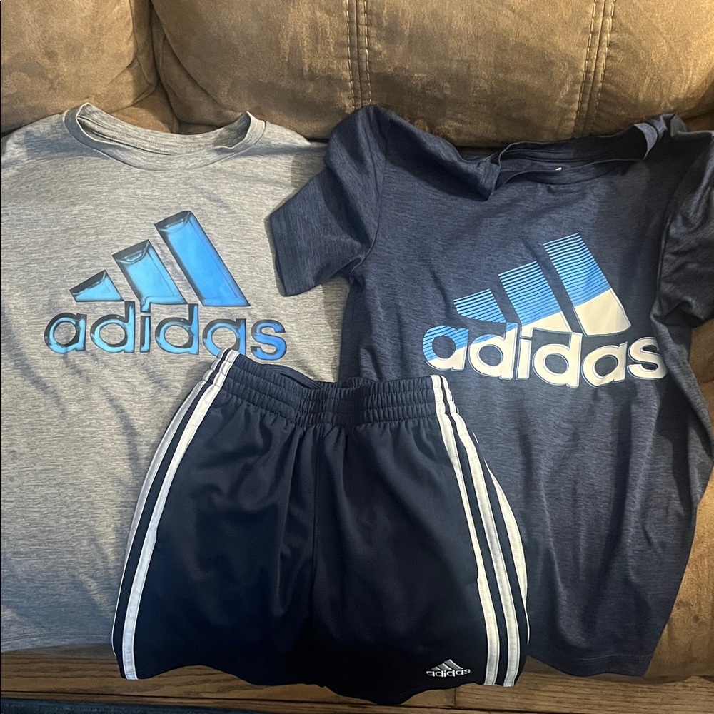 Adidas Gray and Navy Tee Set with Shorts